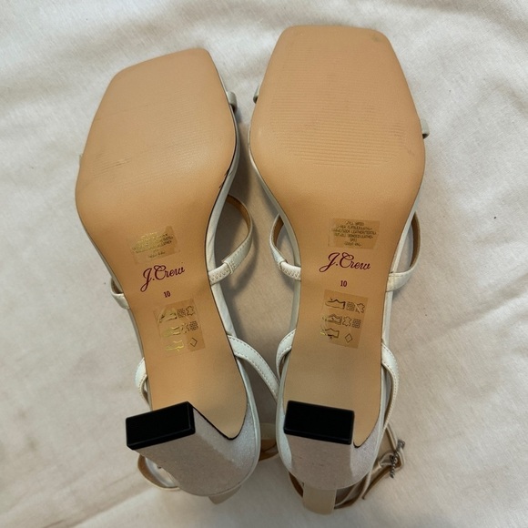 J Crew 10 Ava Strappy Glitter Heels in Satin ~ White Wedding Formal Prom - Picture 8 of 8